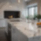 Gleaming marble countertop with modern fixtures