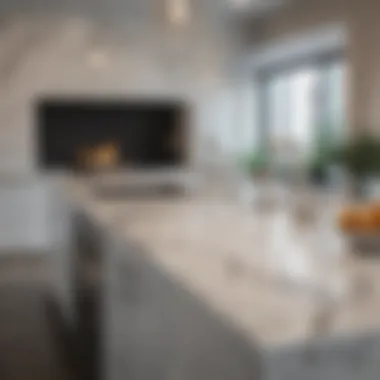 Gleaming marble countertop with modern fixtures