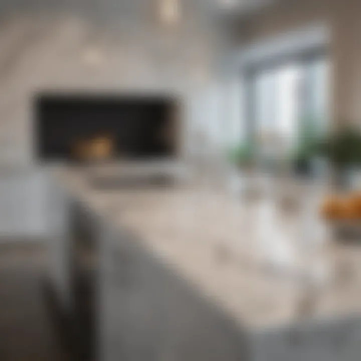 Gleaming marble countertop with modern fixtures