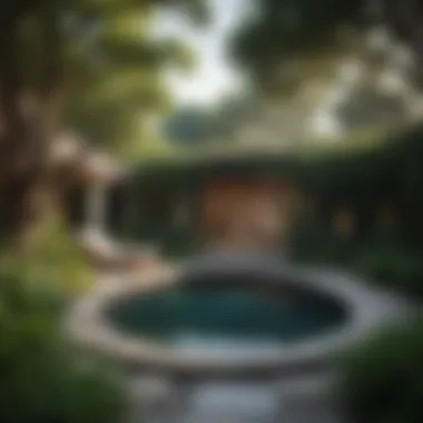 A Serene Escape: Luxurious Outdoor Spa Elegant outdoor spa surrounded by lush greenery