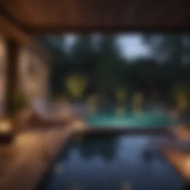 Evening Serenity: Relaxing Under the Stars Tranquil evening setting with a lit outdoor spa