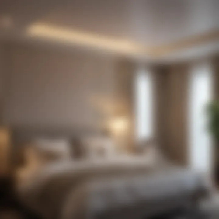 Ambient lighting highlighting a cozy master bedroom