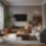 Stylishly decorated small apartment living room with multifunctional furniture