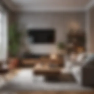 Stylishly decorated small apartment living room with multifunctional furniture