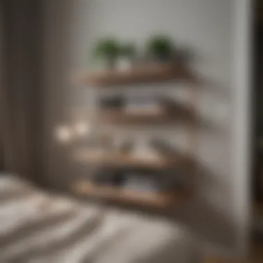 Space-Saving Solutions for Bedrooms Compact shelf unit in a cozy bedroom