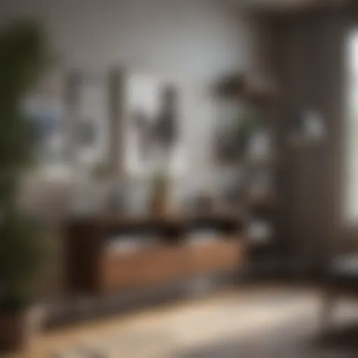 Stylish shelf unit in a modern living room