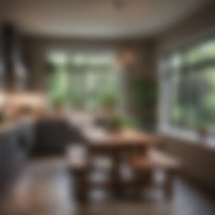 Cozy dining area integrated with kitchen island and benches