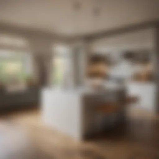 Stylish small kitchen island with integrated bench seating