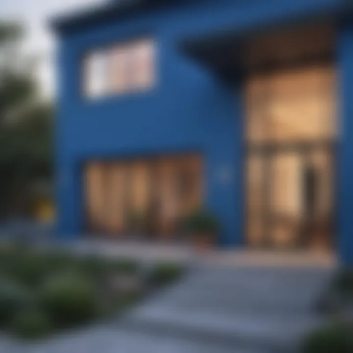 Vibrant blue exterior paint on a modern house