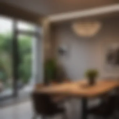 Ambient Lighting in a Stylish Dining Area Stylish dining area accentuated by ambient lighting