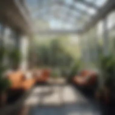 Innovative Space Utilization Innovative sunroom office layout showcasing efficient use of space and light.