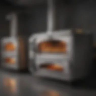 Selection of natural gas pizza ovens in a showroom