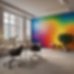 Vibrant office wall showcasing color psychology