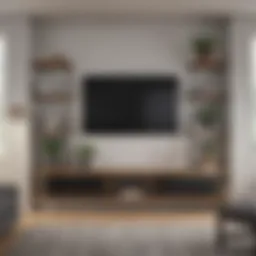 Elegant shelving unit for wall-mounted TV