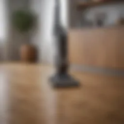 An elegant upright vacuum cleaner designed for hardwood floors with sleek aesthetics.