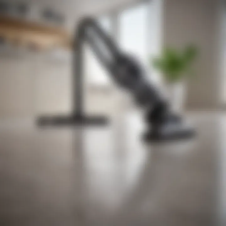 Sleek cordless handheld vacuum cleaner on a modern kitchen countertop