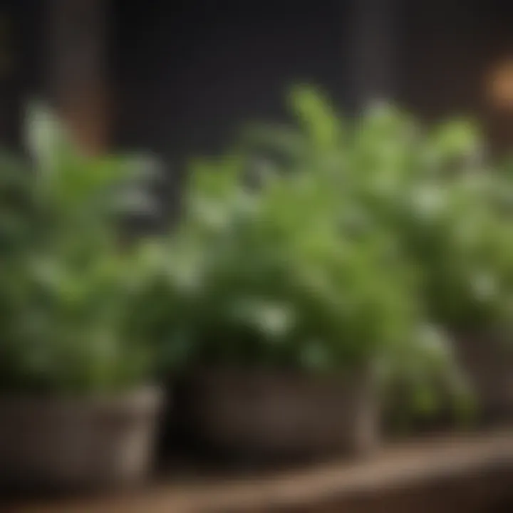 Close-up of healthy herbs thriving in ideal conditions