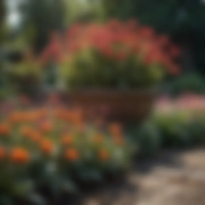 Lush garden with flourishing flowers suitable for current season