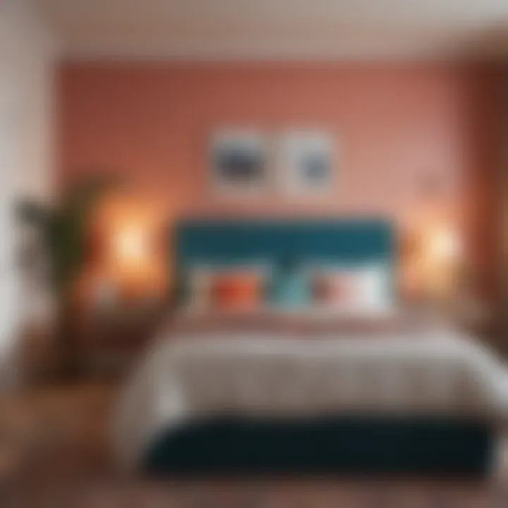 Colorful palette enhancing the ambiance of a compact bedroom