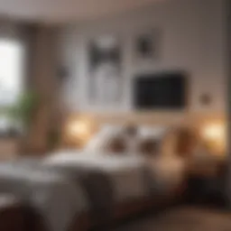 Stylish small bedroom with clever furniture arrangement