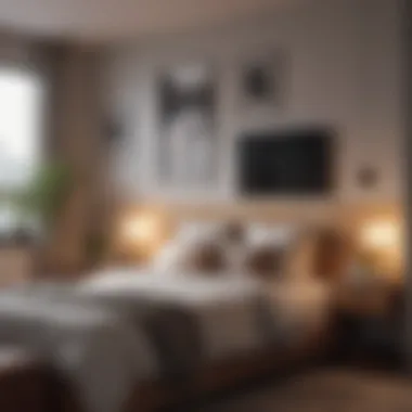 Stylish small bedroom with clever furniture arrangement