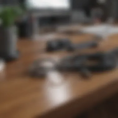 Creative Desk Cord Management Creative cord management solutions displayed on a desk