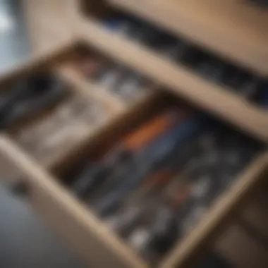 Cords Organized with Dividers Neatly organized cords in a drawer with dividers