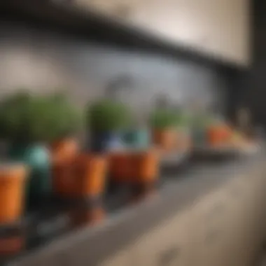 Aesthetic Pot Organization Color-coded pots enhancing kitchen aesthetics