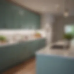A pristine kitchen with beautifully painted cabinets showcasing a modern aesthetic