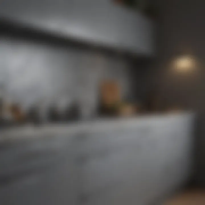 Stunning finish of freshly painted gray cabinets