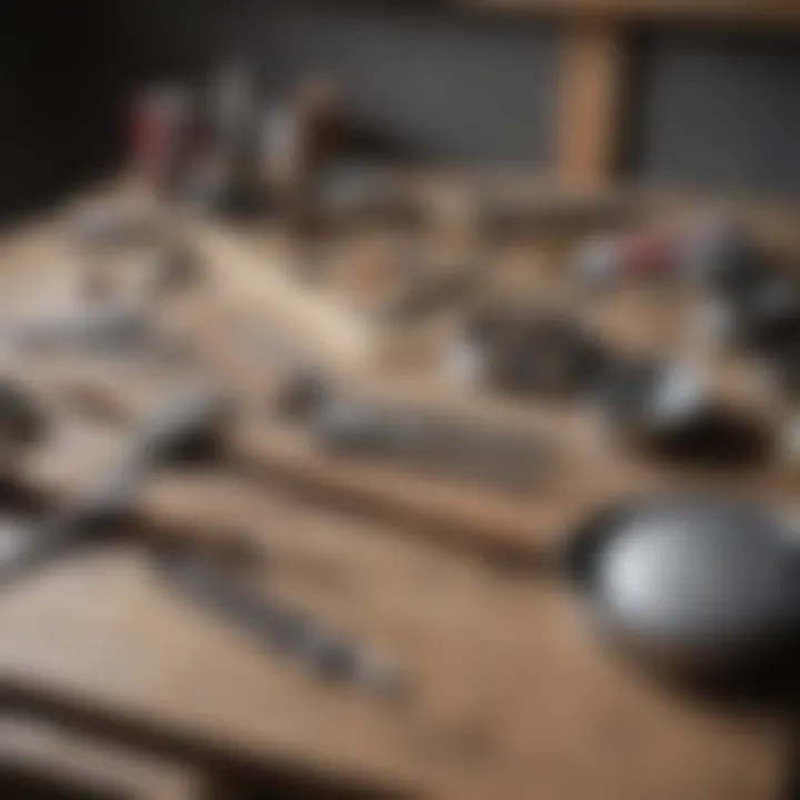 Tools laid out for cabinet painting