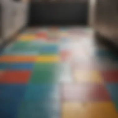 Vibrant Kitchen Floor Transformation Vibrant kitchen floor tiles showcasing a fresh paint job