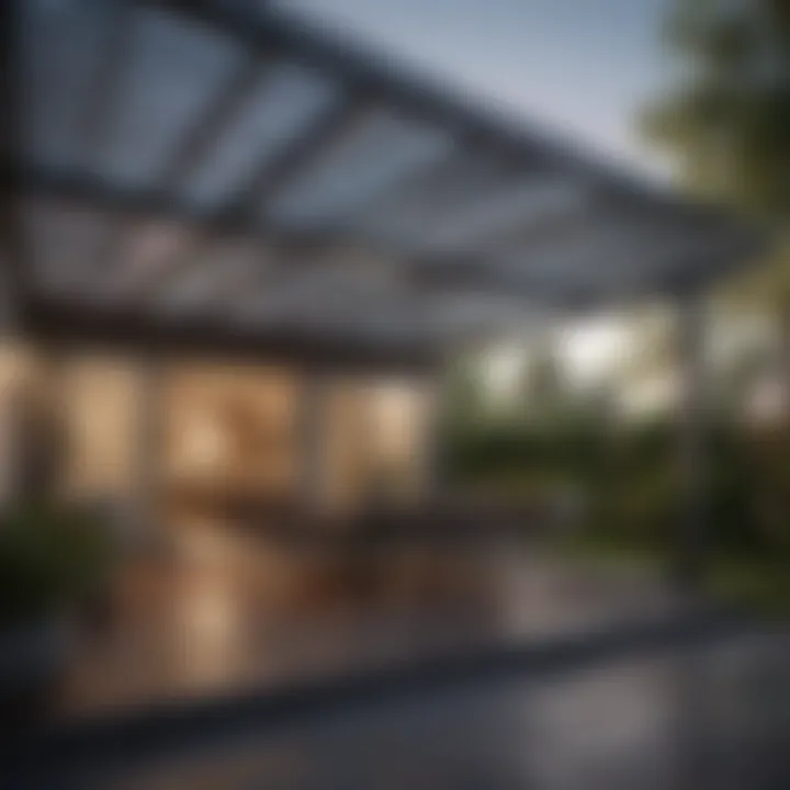 Contemporary patio cover with sleek metal design