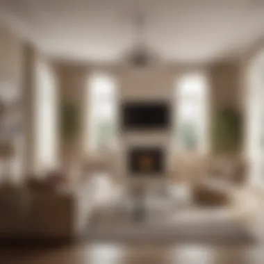 Stylish Living Room in Beige Tones A stylish living room featuring beige tones that enhance warmth and comfort