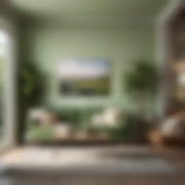 Cozy Space with Light Green Walls A cozy space designed with light green walls, promoting relaxation