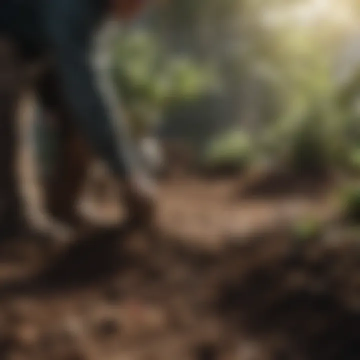 A gardener assessing soil quality