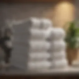 Fluffy towels stacked neatly on a shelf