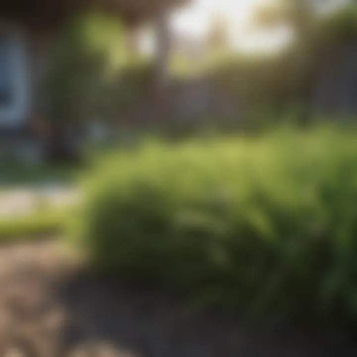 Vibrant green grass growing rapidly in a sunny backyard