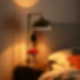 Elegant bedside lamp illuminating a cozy bedroom atmosphere