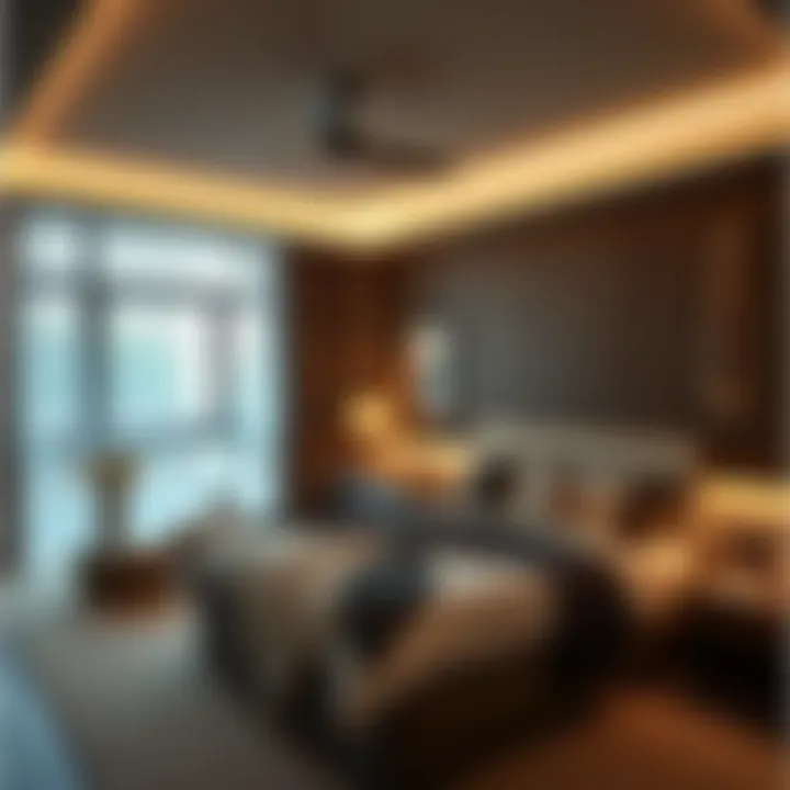 Layered lighting showcasing a stylish bedroom