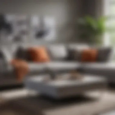 Gray sectional couch paired with a stylish coffee table