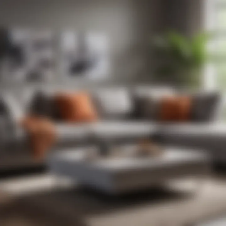 Gray sectional couch paired with a stylish coffee table