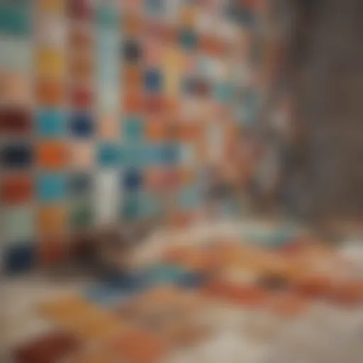 Vibrant Rustoleum ceramic tile paint colors displayed on tiles