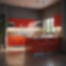Modern kitchen with a vibrant color palette