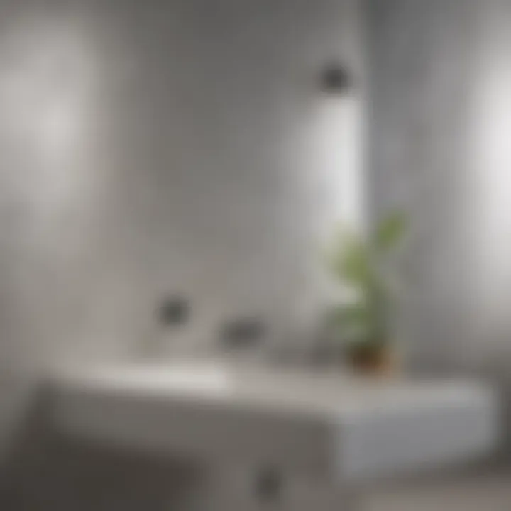 Close-up of bathroom wall with a modern finish