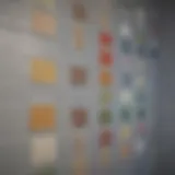 Moisture-resistant paint swatches in various colors
