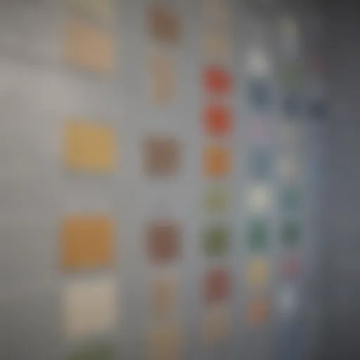 Moisture-resistant paint swatches in various colors