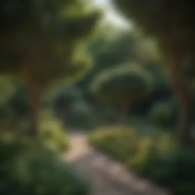 A garden showcasing a variety of trees for privacy