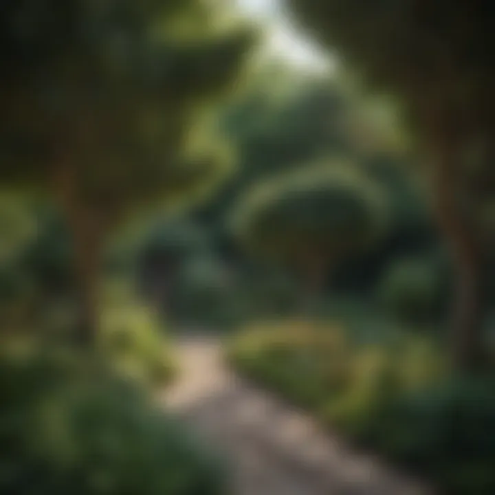 A garden showcasing a variety of trees for privacy