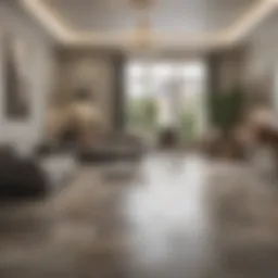 Elegant living room featuring self-adhesive porcelain tiles